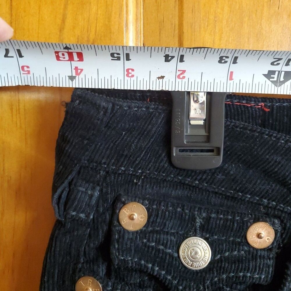 True Religion 29 Corduroy Shorts Womens Black Cuffed Y2K Made in USA Stretch - Picture 14 of 15
